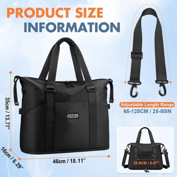 HUANLANG Travel Duffel Bag Carry On Tote Bags for Women,Weekender Overnight Bag with Shoes Compartment,Sports Tote Gym Bag - Image 5