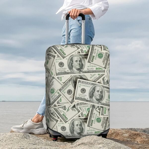 Money Luggage Suitcase Covers Elastic Washable 100 Dollar Bill Cash Present Luggage Protector Travel Suitcase Protective Cover For Kid And Adult, S (Fit 18-21 Inch Luggage) - Image 7