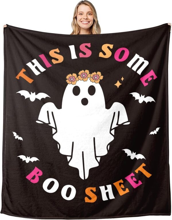 Halloween Blanket, Halloween Throw Blanket for Women Men, Spooky Horror Halloween Blanket for Kids Girls Boys Adults Boo Basket, Cute Halloween Decorations for Bed Sofa Travel Blanket, 60"X 50"