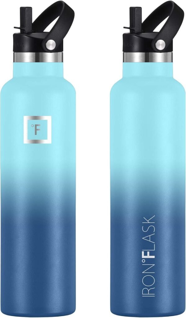 IRON °FLASK Camping & Hiking Hydration Canteens - 3 Lids (Narrow Straw/Spout Lid) Leak Proof Vacuum Insulated Stainless Steel - Hot & Cold Double Walled Sports Water Bottle - Image 3