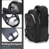 LemoHome Rolling Backpack,18 inch Water Resistant Wheeled Laptop Backpack,Carry on Luggage Business Bag,Trolley Suitcase for Men Women Adults to Travel (Black) - Image 3
