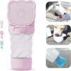 Small Dog Water Bottle - 12OZ Pet Water Bottle with Food Container, Travel Bottle for Dogs, Portable Doggy Water Bowl Dispenser, Cute Pet Supplies, Dog Walking Essentials(Pink, 12OZ)