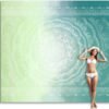 Sunlit 10'x9' Extra Large Boho Sand Proof Beach Blanket, Sand Proof Mat with Corner Pockets and Mesh Bag for Beach Party, Travel, Camping and Outdoor Music Festival, Tiffany Green Mandala