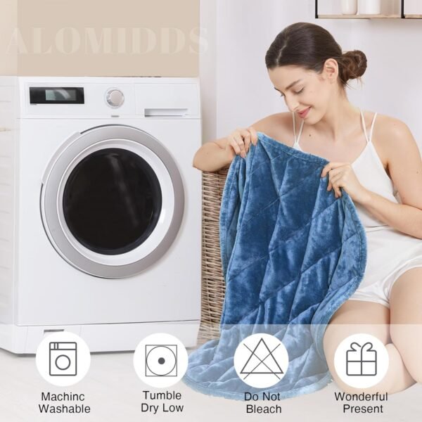 Alomidds Weighted Lap Pad 7lbs, Cozy Soft Flannel Weighted Lap Blanket for Adults, All-Season Weighted Blankets for Travel, Relaxing, Sleeping, Napping, Machine Washable, Bluish Gray, 29" x 24" - Image 7