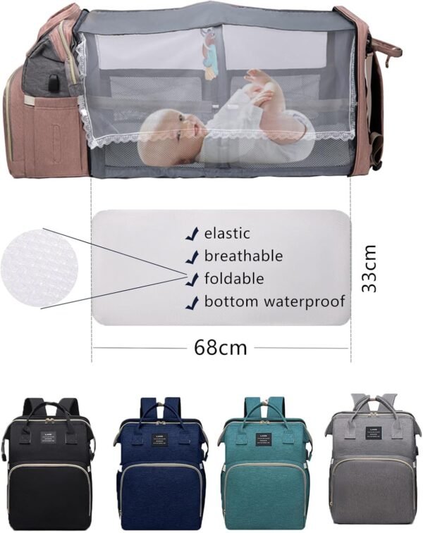 Green Diaper Bag Backpack for Mom: Baby Bags for Boys Girls Toddler Women Men Large Back Pack Diapers Bag Big Travel Pañaleras Modernas Para Bebe Niña Unisex Newborn Essential Baby Registry - Image 6