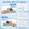 Cervical Neck Pillow for Pain Relief, Contour Memory Foam Pillow with Ice Silk Pillowcase, Neck Support Pillows, Ergonomic Orthopedic Pillow for Back, Side, Stomach Sleepers (Green) - Image 4