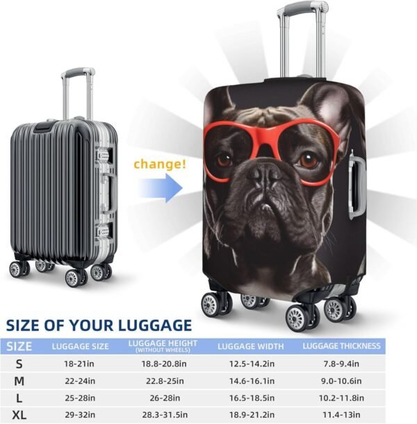 Kururi French Bulldog Print Suitcase Cover Personalized Travel Luggage Cover Trolley Case Cover Travel Luggage Protector Cover Suitable For Travel Business Trip Small - Image 6
