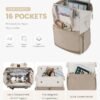 LOVEVOOK Laptop Backpack for Women, 15.6 Inch Work Laptop Bag with USB Port, Fashion Teacher Nurse Backpack Purse, Waterproof Travel Computer Backpack with Organizer Bag, 2PCS, Beige-Khaki - Image 2