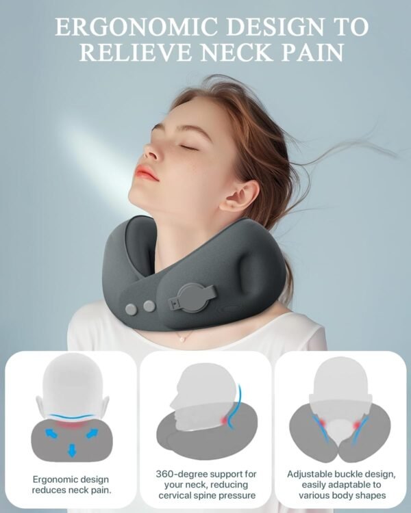 Travel Pillows For Airplanes ，Portable Inflatable Neck Pillow ，360-Degree Support, Quick Inflate/Deflate, Premium Polyester, Compact Friendly with Storage Box for Car, Office, and Outdoor Activities - Image 2
