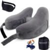 Modern Advantage Inflatable Travel Neck Pillow - Traveling Support for Head, Neck, Chin, and Shoulder When Sleeping on Airplane, Train, Car, Bus - Compact, Easy to Inflate and Deflate (Gray)