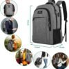 MATEIN Travel Laptop Backpack, Business Anti Theft Slim Sturdy Laptops Backpack with USB Charging Port, Water Resistant College School Computer Bag Gift for Men & Women Fits 15.6 Inch Notebook, Grey - Image 6