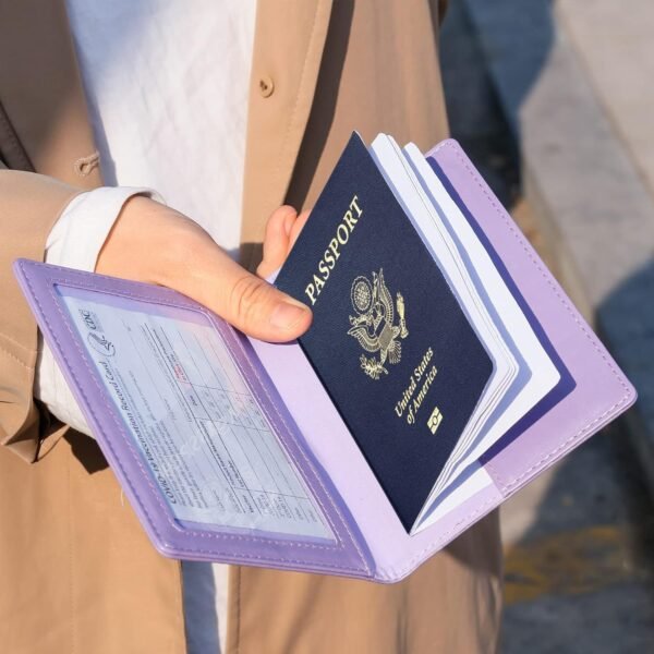 TIGARI Passport Holder for Travel, Slim Passport Cover for Women Men, Leather Passport Case Protector with Waterproof Slot, Family Vacation Plane Cruise Travel Essentials - Image 4