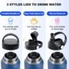HYDROWION 32oz Stainless Steel Water Bottle(Cold for 48 Hrs, Hot for 24 Hrs),Double Wall Vacuum Insulated Water Bottle with Straw Lid, Spout Lid and Flex Cap, Fit in Any Car Cup Holder,Black - Image 3