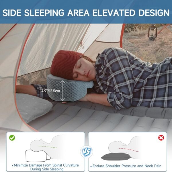 Cervical Pillow for Neck Pain Relief, 2024 Portable Travel Memory Foam Pillow with Bag, 3D Eye Masks and Earplugs, Washable Pillowcase, Side Sleeper Pillow for Adults Back Stomach Sleeper - Image 4
