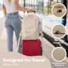 (Not Made In China) Travel Backpack For Men and Women, Airline Approved Carry On Bag w/Shoe Compartment, Holds 15.6" Laptop, USB Charging Port (Beige) - Image 4