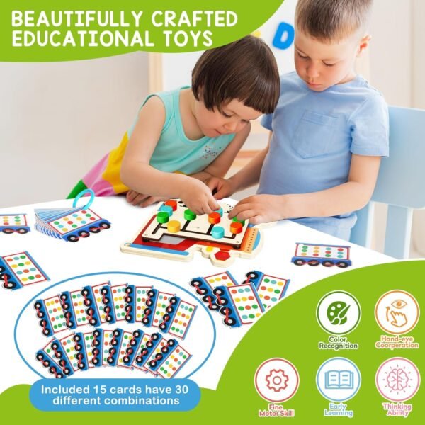 Color Matching Puzzle Toys, Travel Game for Kids Age 3 4 5 6 7 Years Old, Road Trip Essentials for Toddler, Airplane/ Car/ Camping Activity, Boys Girls Montessori Brain Teasers Game for Birthday Gifts - Image 3