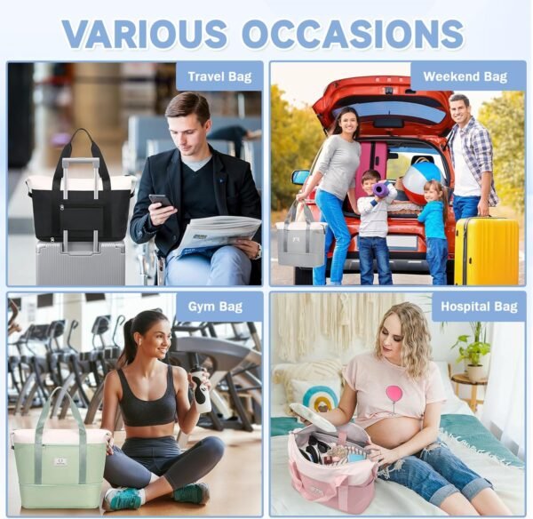 Overnight Bag, Expandable Travel Bag with Trolly Sleeve and Laptop Sleeve, Dry Wet Separated Pocket Weekender Gym Bag - Image 6