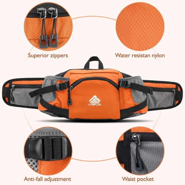 Fanny Pack Waist Bag with Water Bottle Holder for Men Women Running Hiking Travel Dog Walking Workout Cycling Outdoor (Orange) - Image 4