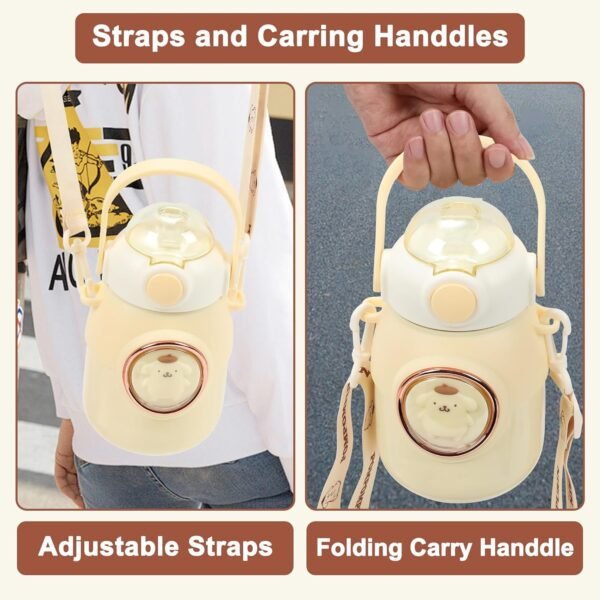 Kids Cute Anime Insulated Water Bottle with 50pcs Anime Stickers, Stainless Steel Thermos Water Bottle Leakproof for Hot or Cold Drinks Adorable Travel Hiking Mug Yellow - Image 5