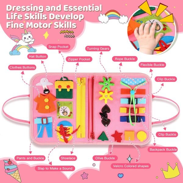 Toddler Busy Board，Montessori Toddler Busy Book，Toys For 3 Year Old Girl Birthday Gift，Sensory Bins Toys，Learning Toys，Preschool Learning Activities Book Airplane Travel Essential Kid Toys - Image 2
