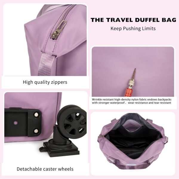 Travel Bag With Wheels,Expandable And Foldable Luggage Bag, Spare Travel Bag, Detachable Roller Travel Bag,Luggage Bag,Travel or Business Trip (purple) - Image 4