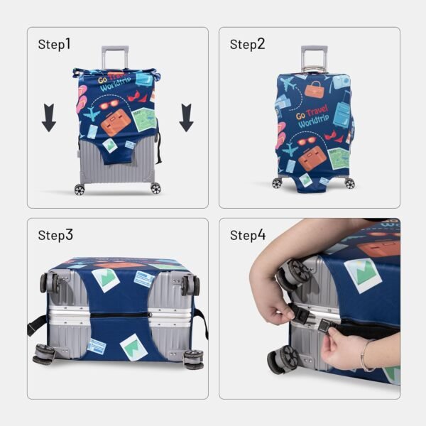 OrgaWise Luggage Covers for Suitcase - Fashionable Protector, Elastic Washable & Stretchable Suitcase covers for luggage, Anti-scratch - Fits 18-32 Inch Luggage（Travel S） - Image 2