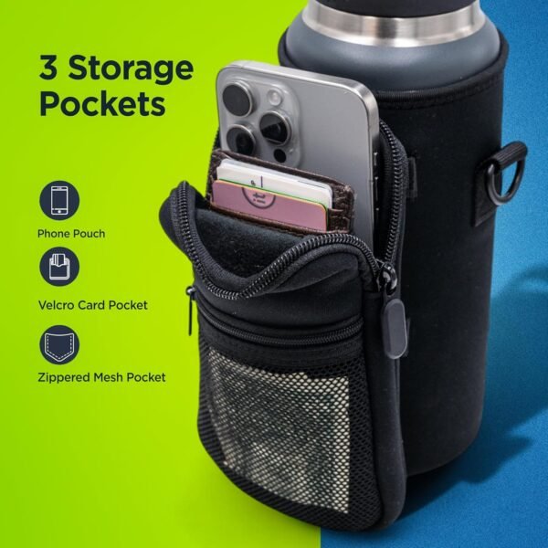 Insulated Carrier Bag Designed for YETI Rambler 26oz Water Bottle with Large Storage Pocket, Hand Strap and Padded Shoulder Sling, Travel Sleeve for Phone Storage and Accessories (Neoprene) - Image 4
