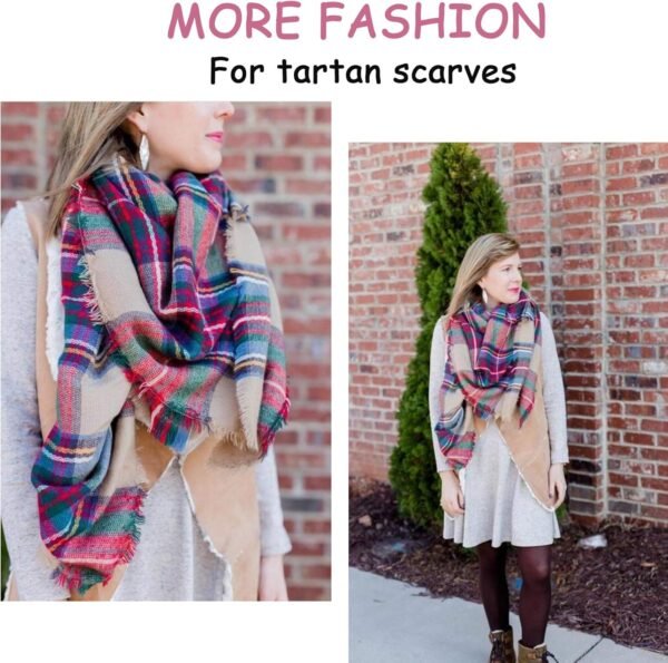 Dimore Trendy Plaid Blanket Scarf Women Big Oversized Long Scarves Warm Winter Tartan Checked Shawl Wrap Scarf Gift For Women - Image 2
