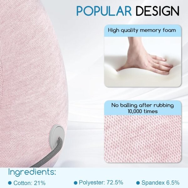 Noise-Canceling Travel Neck Pillow with 25 dB Noise Reduction, All-Round Neck Support, Suitable for Office, Home and Travel(Pink, Small Size) - Image 4