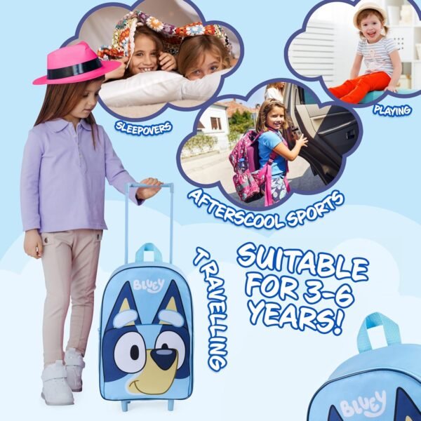 Bluey Children’s Luggage Suitcase - Foldable Trolley Bag 39 x 27cm 2 Wheels Extendable Handle - Travel Bag with Wheels - Image 5
