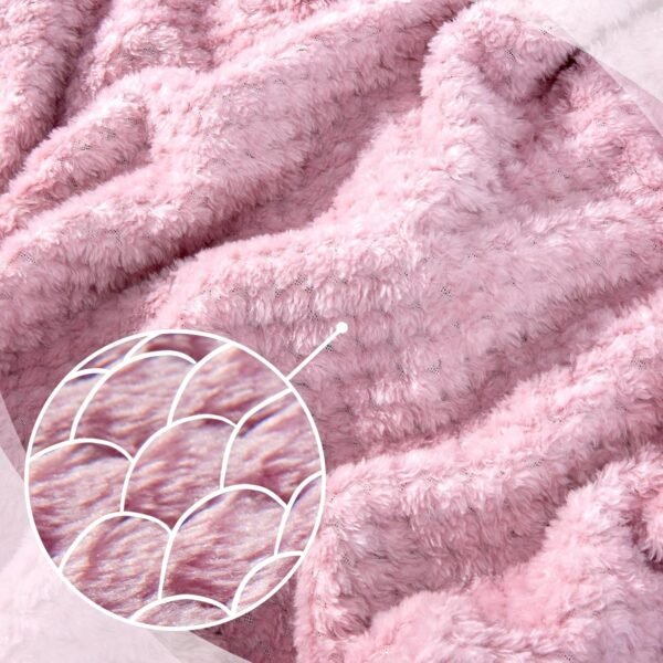 Travel Pillow and Blanket Set Neck Pillows Soft Blankets with Sleep Mask Travel Essentials for Airplane Car Memory Foam Pink - Image 3