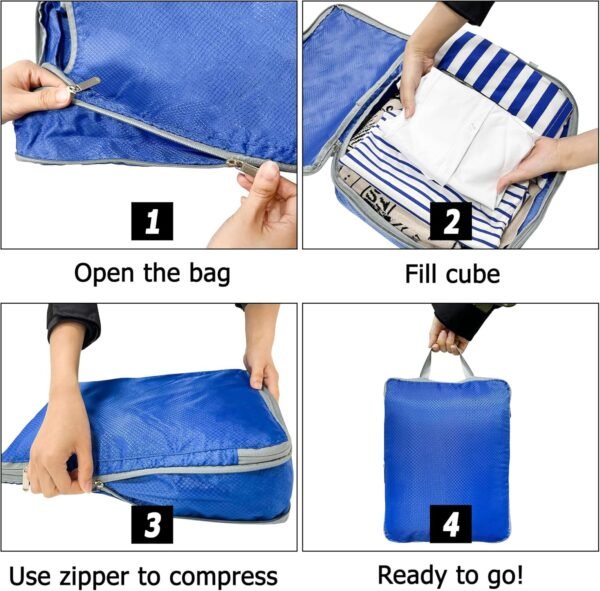 Storage Master Compression Packing Cubes Travel Accessories Packing Organizers Compression Bags for Travel, Travel Essentials Compression Cubes for Luggage Suitcases (Blue) - Image 4
