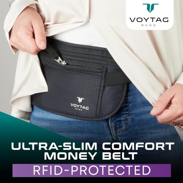 Travel Money Belt & Passport Holder - RFID Blocking Slim Travel Wallet & Fanny Pack for Men and Women - Essential Travel Pouch for Cash, Credit Cards, and Documents - Image 2