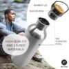 Bambaw 32 oz Water Bottle | Metal Water Bottle | Non-insulated Single Wall Stainless Water Bottle | Steel Water Bottle | Stainless Steel Water Bottles | Travel Water Bottle | 1 Liter Water Bottles - Image 2