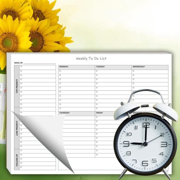 Weekly To Do List Notepad, 60 Page Task Planning Pad w/Daily Checklist, Priority Todo Checkbox & Notes. Desk Notebook to Organize Office 11 X 8.5 - Image 4