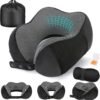 Neck Pillow for Traveling, Travel Pillows for Airplanes,100% Pure Memory Foam Travel Neck Pillow, Adjustable Flight Pillow, Portable Plane Accessories with Eye Mask, Earplugs, Carry Bag
