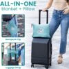 Resty Travel Blanket - Compact Airplane Blanket with Bag - Small and Lightweight Traveling Blanket & Pillow - Portable Blankets with Carabiner for Easy Transport - Plane Train Car (Baby Blue) - Image 3