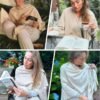PULI Womens Large Cross Front Poncho Sweater Wrap Topper Knitted Elegant Shawls Cape for Fall Winter - Image 4
