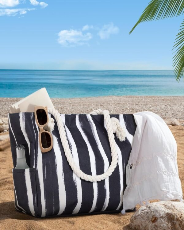 Oversized Waterproof Sandproof Beach Bag with Pockets for Travel, Gym, Swim and Beach Essentials - Image 2