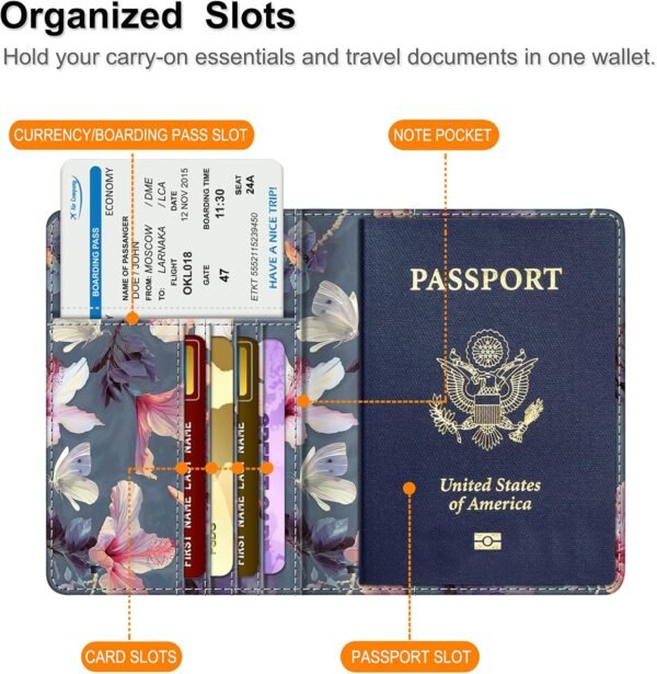 Fintie Passport Holder, Slim Travel Wallet RFID Blocking Card Case Cover Passport Cover Protector Travel Essentials with Credit Card Slots for Women/Men - Image 2