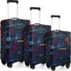 Sherr 3 Pieces Travel Luggage Cover Suitcase Protector Anti Scratch Suitcase Cover Washable Baggage Covers (Vintage Theme, Medium Size)