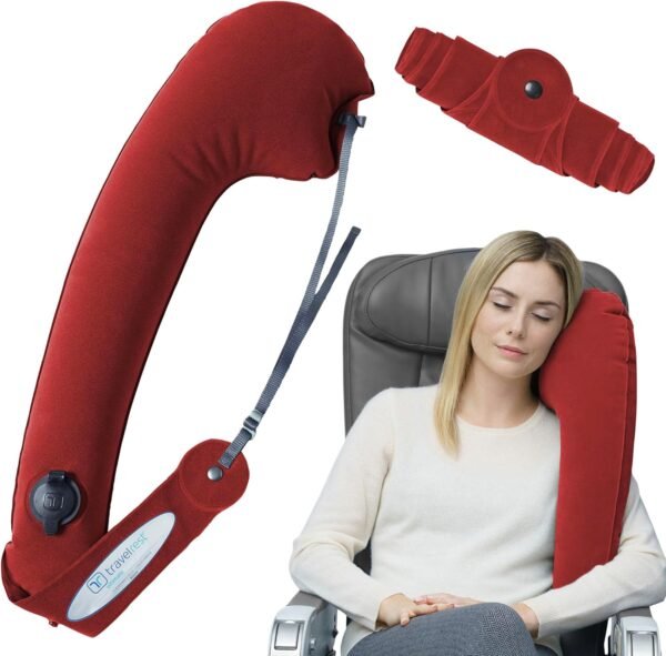 Travelrest Ultimate Travel Neck Pillow-Ergonomic, Patented and Adjustable for Airplanes, Cars, Buses, Trains, Office Napping, Camping, Wheelchairs (Rolls up Small)