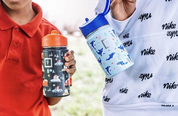 IRON °FLASK Kids Water Bottle - Straw Lid, 20 Name Stickers, Vacuum Insulated Stainless Steel, Double Walled Tumbler Travel Cup, Thermos Mug - Construction Zone, 10 Oz - Image 5