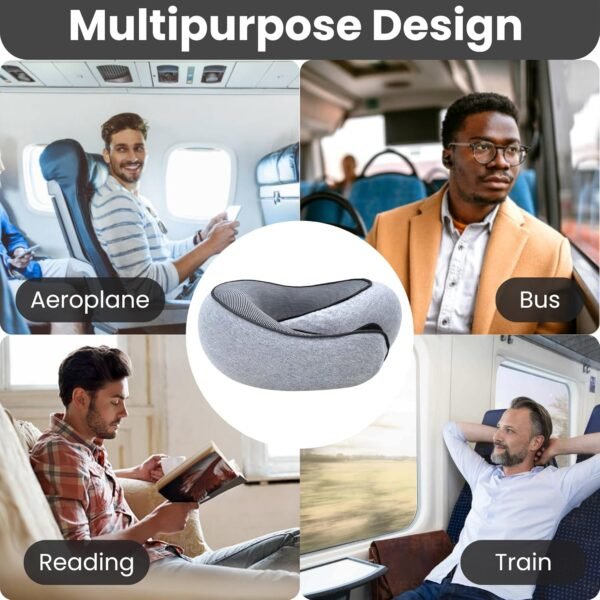 Travel Neck Pillows for Airplanes,360° Airplane Neck Pillow for Sleeping Travel Stability,100% Pure Memory Foam Airplane Pillow for Long Flight-Ideal for Travel & car - Image 8