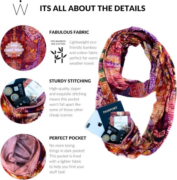 WAYPOINT GOODS Infinity Travel Scarf: Keep Essentials Safe | Anti-Theft Hidden Zipper Pocket | Perfect for Airplane - Image 6
