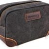 emissary Travel Toiletry Bag for Men, Leather and Canvas Toiletry Bags, Dopp Kit for Men, Travel Bathroom Bag Men's Shaving Kit, Travel Kit Small Bag for Men, Shaving Bag for Travel Accessories (Gray)
