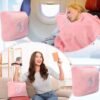 2 Pack Travel Blanket Pillow Soft 2 in 1 Airplane Blanket Compact Plane Blanket with Soft Bag Pillowcase Hand Luggage Sleeve Essentials for Airplane Camping Car(Pink) - Image 2