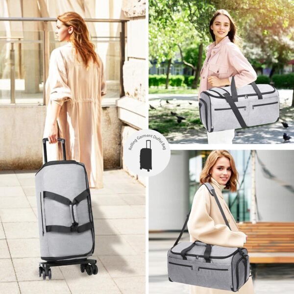 Bukere Rolling Garment Bag, Travel Garment Duffle Bag with Wheels, Carry on 3 in 1 Suit Luggage Bag with Detachable Trolley for Men Women Business Weekender - Image 8