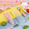 3 Pieces Toddler Utensils with Case 1 Pcs Toddler Fork and Spoon 1 Pcs Baby Food Scissor with Safety Lock Stainless Steel Baby Silverware Set Toddler Travel Essential for Safe Dining (Pink) - Image 6