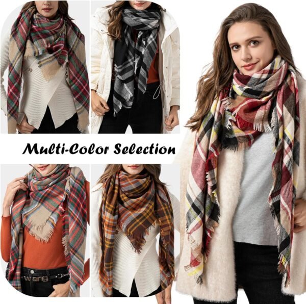 Women's Fall Winter Scarf Scarves for Women Gifts Plaid Blanket Scarf Soft Chunky Large Blanket - Image 7